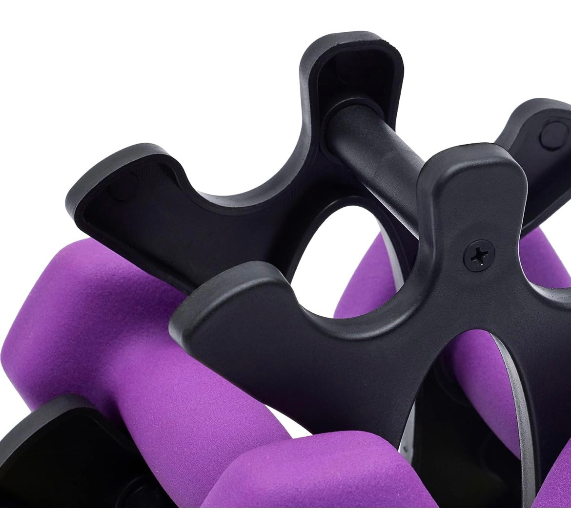 Set 6 dumbbells + estante