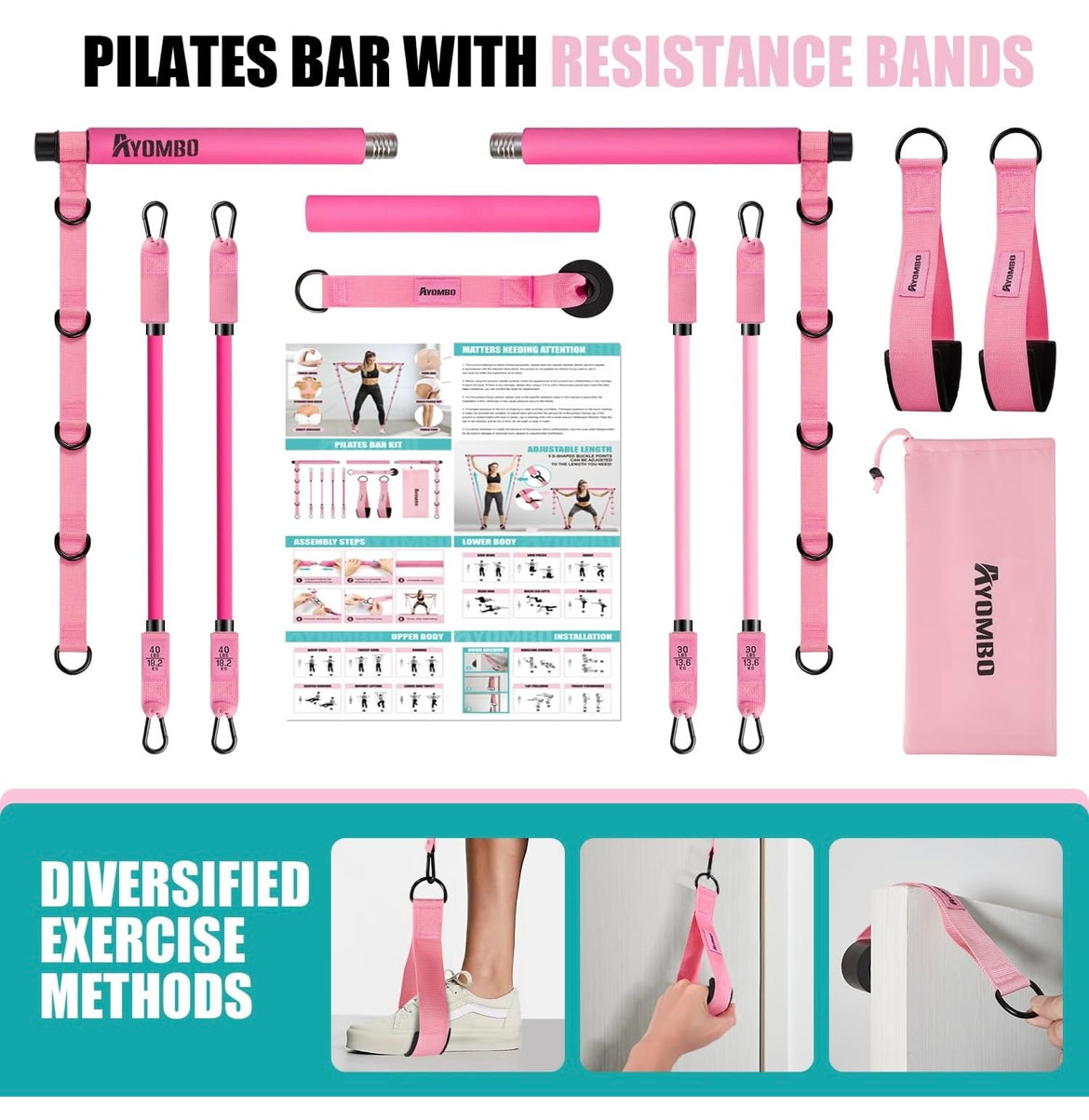 Kit barra de pilates + bandas.