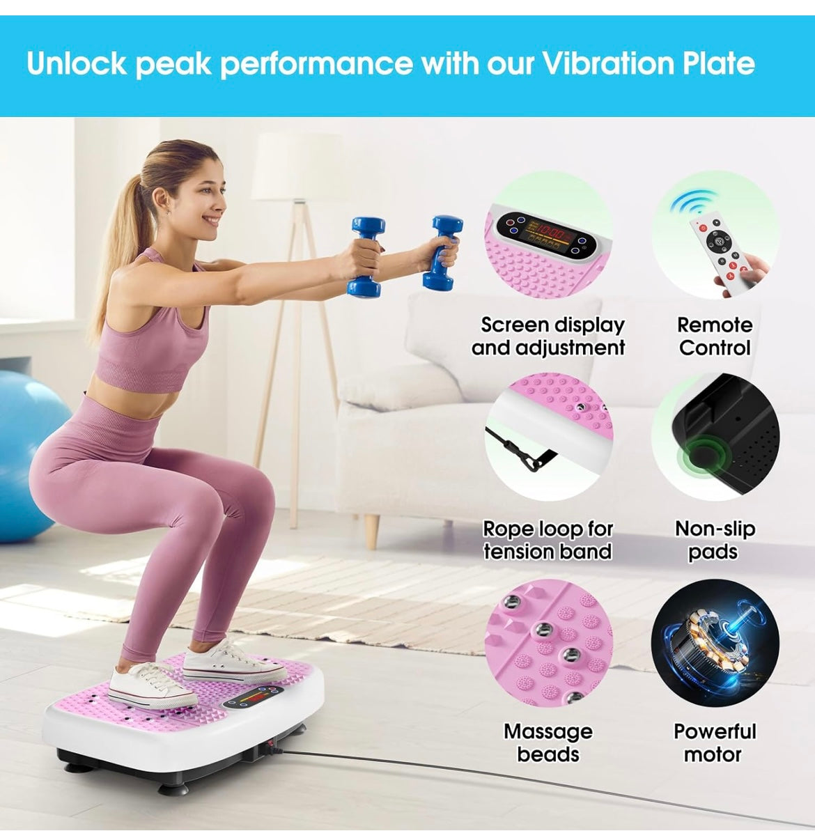 Placa vibratoria rosa +bandas.