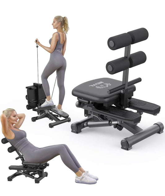 Stepper 2 en 1 para ejercicio con bandas de resistencia y máquina de entrenamiento AB.